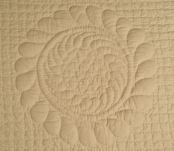 ANTIQUE QUILT 1850 APPLIQUED ROSE OF SHARON QUILTED TRAPUNTO STUFFED