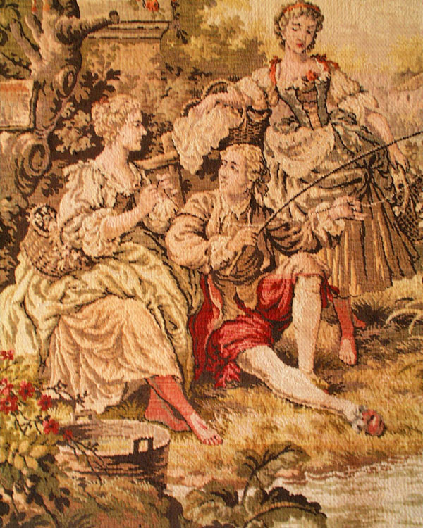 VINTAGE BELGIUM TAPESTRY WALL HANGING MEDIEVAL FOLK OF LEISURE 381