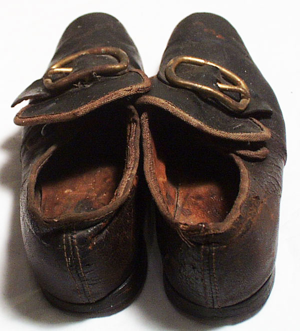 RARE ANTIQUE 19TH CENTURY CHILD'S BLACK LEATHER SHOES WITH BUCKLE | eBay